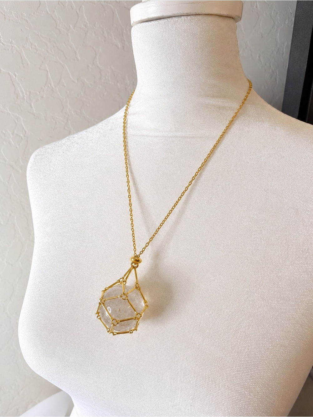 ✨ Natural Clear Quartz Sphere Pendant Necklace✨
